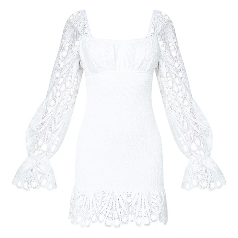 Pretty Little Thing | Lace Sleeve Smocked Bodycon Dress